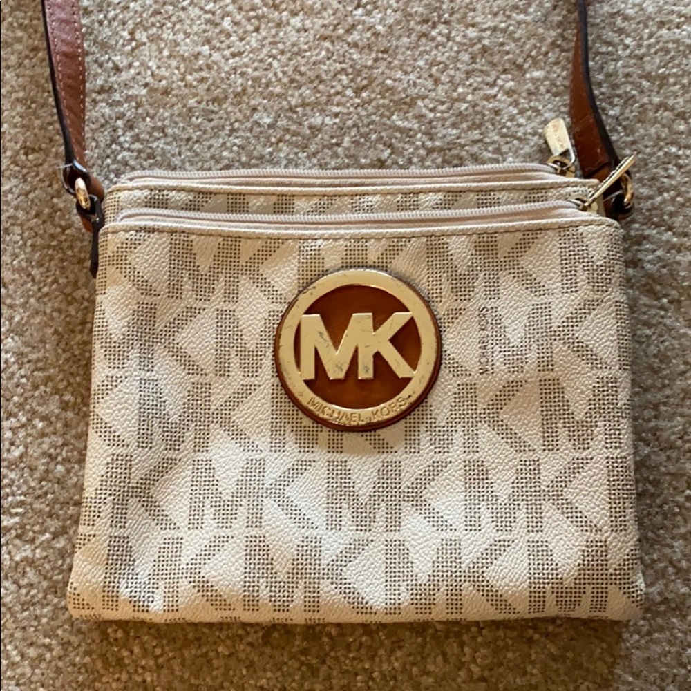 Cream and tan Michael Kors Crossbody bag